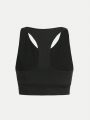SHEIN Big Girls' Knitted Solid Color Criss-cross Hem Sports Vest