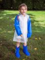 Boys' Lovely Shark Shaped Raincoat With Blue & White Color Block And Shark Print, All Seasons