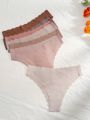 7pcs Solid Color Triangle Panties With Scalloped Edges