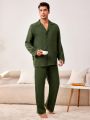Men's Solid Color Patchwork Home Wear Suit