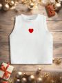 Young Girl's Casual Simple Heart Pattern Vest