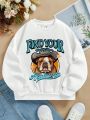 Tween Boy Dog & Letter Graphic Thermal Lined Sweatshirt