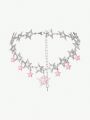 SHEIN ICON 1pc Fashionable Pink Star & Meteor Shaped Clavicle Necklace