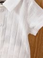 Baby Boy Textured Short Sleeve Shirt And Shorts Set, Streetwear Style