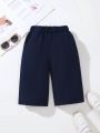 SHEIN Kids FANZEY Young Boy Solid Color Simple Casual Street Style Pants