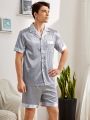 Men Geo Print Satin Pajama Set