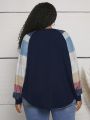 SHEIN CURVE+ Plus Size Striped Drop Shoulder T-shirt