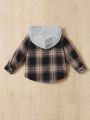 SHEIN Baby Boy Plaid High Low Hooded Coat Without Tee