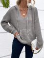 SHEIN Essnce Pearls Beaded Kangaroo Pocket Drop Shoulder Drawstring Hooded Sweater