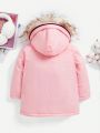 Little Girls' Thickened Hooded Coat In Pink