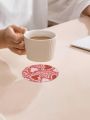 SHEIN X Skyy Designs Co 1pc Heart Pattern Printed Cup Mat