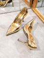 Gold Pointed Toe Heels, Metallic Stiletto High Heels