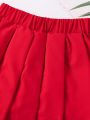 SHEIN Kids EVRYDAY Young Girls' Solid Color Pleated Skirt