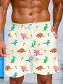 Men'S Cartoon Printed Drawstring Waist Beach Shorts