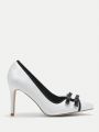 SHEIN BIZwear Ladies Fashionable Bow Decor High-heel Shoes