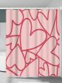 Umamao Estudio Full Width Line & Heart Element, Pink Shower Curtain