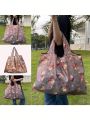 Cartoon Flower Pattern Large Capacity Portable Grocery Shopping Bag