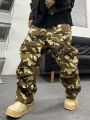 Manfinity Hypemode Men's Camouflage Printed Multi-pocket Cargo Jeans
