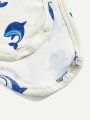 Cozy Cub Baby Boy'S Fun Whale Pattern Round Neck Short Sleeve 3pcs/Set With Lap Shoulder