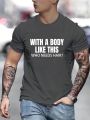 Men's Plus Size Slogan Print Short Sleeve T-shirt