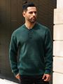Men Button Front Baseball Collar Sweater