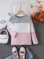 SHEIN Kids EVRYDAY Young Girl Color Block Tee