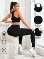 SHEIN Yoga Basic Ladies' Seamless Fitness Set With Hollow Back Detail