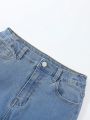 Teen Girls' Mid Blue Wash Skinny Flared Jeans