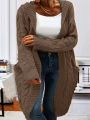 Women'S Plus Size Hooded Cardigan With Double Pockets