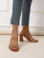 Women Minimalist Chunky Heeled Slingback Sandals, Elegant Summer Heeled Sandals