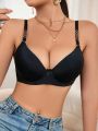 Women's Bra With Steel Ring And Bow Decoration