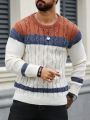 Men'S Color-Block Braided Knit Sweater