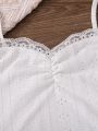 SHEIN Female Teenagers' Knitted Jacquard Splicing Lace Casual Camisole