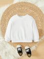 SHEIN Baby Girls' Casual Dragon & Letter Print Long Sleeve Round Neck New Year Sweatshirt For Autumn And Winter