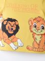 SHEIN Kids QTFun Young Boys' Casual And Cute Lion Printed Short Sleeve T-Shirt With Slogan And Shorts For Summer