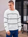 1pc Men's Striped Round Neck Pullover Sweater