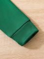 SHEIN Kids FANZEY Girls' Embroidered Collar Detail Green Sweatshirt, Suitable For Elegant Ladies