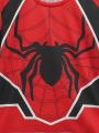 SHEIN Big/older Boys' Spider Printed Short Sleeve Casual 2pcs/set
