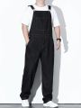 Manfinity Hypemode Men's Plus Size Solid Color Denim Overalls With Pockets