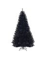 Gymax 7.5FT Artificial Halloween Christmas Tree Hinged Pine Tree Holiday Decoration Black