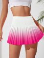 SHEIN Daily&Casual Women's Gradient Pleated Skort For Sports