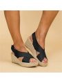 Women Sandals Fish Mouth Wedge Heel Rope Bottom Women's Sandals Roman Retro Women's Sandals Platform Open Toe Casual Sandal