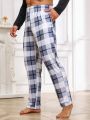 1pc Men Plaid Print Loungewear Pants