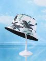 Men Tropical Print Reversible Bucket Hat