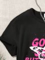 Teen Girls' Butterfly & Letter Printed T-Shirt