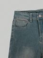 Tween Girls' Frayed Hem Stonewashed Denim Jeans
