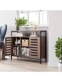 Kitchen Buffet Cabinet with Storage, Coffee Bar Cabinet, Storage Cabinets with 2 Doors and Open Shelves, Sideboard Cabinet for Living Room, Brown