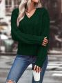 SHEIN Essnce Cable Knit Drop Shoulder Sweater