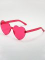 10pcs Women's Pink Pc Heart Decorated Fashion Glasses Suitable For Shows And Parties