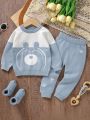 Baby Boys' Cute Bear Design Comfortable And Warm Sweater Set, Autumn/Winter